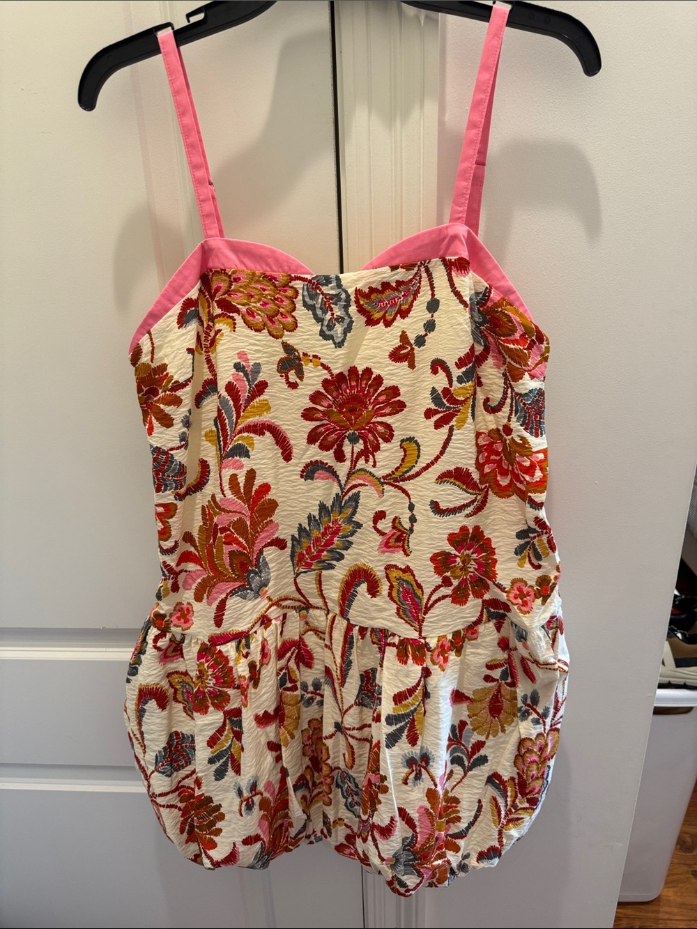 TCEC Pink-Trim Floral Bubble dress